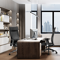 Chaise de bureau exécutive ergonomique moderne à dossier haut en alliage d'aluminium noir, pivotante, avec accoudoirs réglables, pour atelier, bureau à domicile, espace de travail