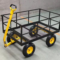 Chariots de jardin en acier - Plateforme de 1400 lb avec roues gonflables tout-terrain pour la cour, la pelouse, la ferme et les outils de jardinage