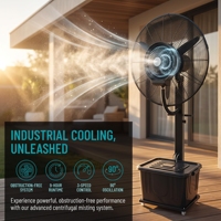 Ventilateur sur pied électrique et mécanique de 26 à 30 pouces avec télécommande, humidificateur à brume d'eau en métal, oscillation énergétique réglable, ventilateur brumisateur pour hôtel