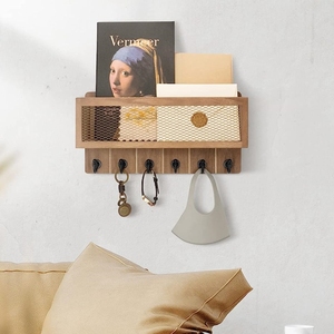 202605 Organizador de Llaves Decorativo de Madera para Pared, con Ganchos para Llaves y Estante de Almacenamiento para Montar en la Pared - Product Image 3