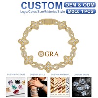 Bracelet Hip Hop tendance en argent S925, design trèfle à quatre feuilles, chaîne cubaine, unisexe, bracelet en moissanite, cadeau idéal