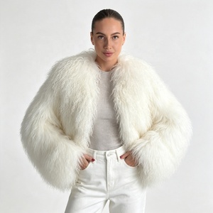 Veste en fausse fourrure bouclée blanche Zeyu pour <span class=keywords><strong>femme</strong></span>, <span class=keywords><strong>manteau</strong></span> court en laine d'agneau mongole chaud pour l'hiver, coupe courte ouverte sur le devant, manteaux en fausse fourrure écologiques pour <span class=keywords><strong>femme</strong></span> - Product Image 3
