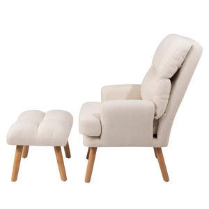 Sillón Individual de Tela con Función de <span class=keywords><strong>Cama</strong></span>, <span class=keywords><strong>Respaldo</strong></span> Ajustable, Convertible en Sofá <span class=keywords><strong>Cama</strong></span>, Sillón de Descanso con Reposapiés Otomano - Product Image 6
