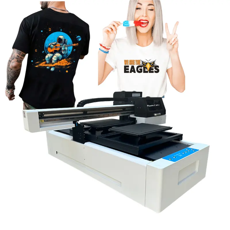 מדפסת dtg באיכות גבוהה הזרקת דיו ישירה לבגד תחנה כפולה מכונת הדפסת טקסטיל מהירה 6090 dtg מדפסת