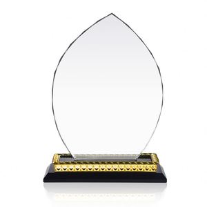 Trofeo de Cristal Barato WZ con Bordes Biselados Multifacéticos, Trofeo de Cristal Personalizado en Blanco con Base Dorada - Product Image 3