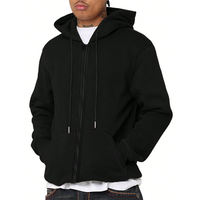 Sweat-shirt à capuche zippé pour homme en tissu tricoté doux de haute qualité, coupe décontractée, avec cordon de serrage et poches, vente en gros OEM