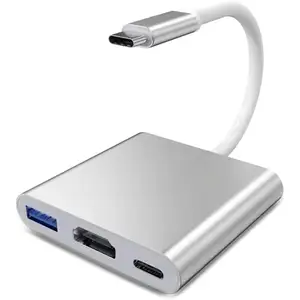 Adaptateur USB C avec convertisseur vidéo 4K Port USB 3.0 et port de charge USB de type C-Adaptateur multiport AV numérique