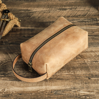 Pochette de rangement minimaliste en cuir véritable Crazy Horse pour accessoires électroniques et gadgets de voyage, idéale comme cadeau