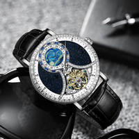 Montre mécanique automatique pour hommes, haute qualité, mode de luxe, logo personnalisé, squelette, bracelet en cuir véritable, boîtier en acier inoxydable
