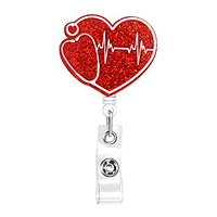 Porte-carte d'identité d'infirmière paillettes acrylique Patch rétractable rotatif élastique Crocodile Clip ID boucle personnalisé broche broche