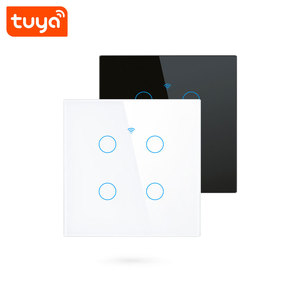 สวิตช์ไฟติดผนังแบบสัมผัส Tuya Smart 4 ช่อง รองรับ WiFi 2.4GHz มาตรฐาน EU ใช้งานร่วมกับ <span class=keywords><strong>Alexa</strong></span> และ Google Home ผลิตจากกระจกนิรภัย รุ่น PST-TY-E4 - Product Image 1