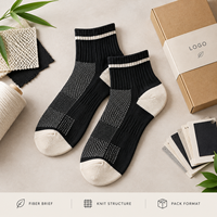 Chaussettes en Fibre de Bambou Noires et Ivoire Respirantes en Maille Tricotée pour Hommes, Talon et Bout Renforcés, Taille Personnalisée, Logo, Emballage OEM ODM