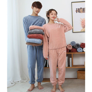 Pyjama en molleton de <span class=keywords><strong>corail</strong></span>, manches longues, pour homme et femme, vêtements de nuit, automne et hiver, vente en gros, collection 2022 - Product Image 5