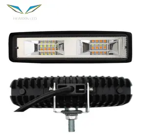 Lampu Kerja DRL 16 Led 48W 3D 6 Inci, Lampu Sorot Putih Kuning Sepeda Motor Offroad 4X4 ATV 12 24V untuk Truk SUV Off Road