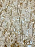 Tissu en tulle doré antique avec sequins, pompons et perles, richement orné, pour la couture nuptiale, plusieurs couleurs en stock, livraison rapide