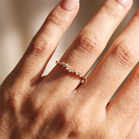 Bague empilable Abiding Jewelry en argent sterling 925 personnalisée, avec diamant moissanite, étanche, motif lune