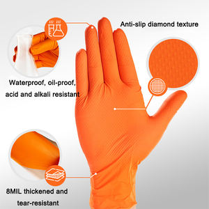 Gants en vinyle/nitrile personnalisés Gants à texture surélevée en diamant Gants en vinyle nitrile sans poudre résistants à l'huile <span class=keywords><strong>orange</strong></span> pour réparation automobile - Product Image 2