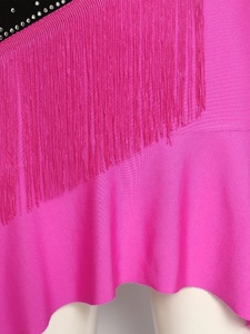 Falda de baile latino para mujer con flecos y pedrería, cintura alta, dobladillo asimétrico tipo pañuelo, para Salsa, Tango, Baile de Salón, Actuaciones en Escenario, Personalizada - Product Image 3