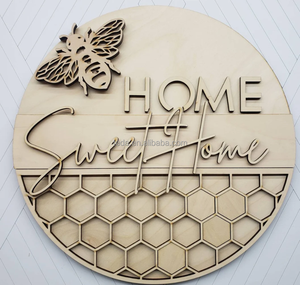 Servizio di taglio Laser per porta rotonda in legno appesa a parete segno di benvenuto decorazione della casa per le vacanze con stile elegante - Product Image 3