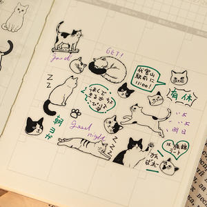 สติกเกอร์สัตว์เลี้ยงแบบมีกาวในตัว, 2แผ่น/แพ็คลายแมวน่ารักวัสดุกันน้ำสมุดตกแต่งวันหยุดทำด้วยมือ - Product Image 4