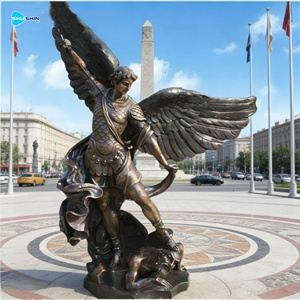 Life Size Handmade Saint <strong>Michael</strong> Statue Brass Figure Custom Outdoor Decorative Sculpture - Product Image 4