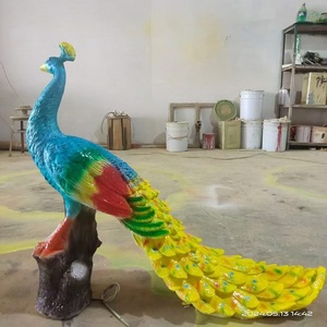 Lumière décorative en forme <span class=keywords><strong>de</strong></span> paon à prix abordable, en fibre <span class=keywords><strong>de</strong></span> verre, pour aménagement paysager, jardin, parc, petite sculpture lumineuse en forme d'animal paon - Product Image 3