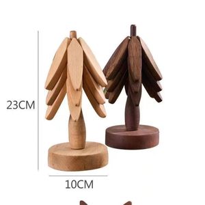 Wooden Tree Shaped Coaster For Teacup Heat Insulating Placemat <b>Solid</b> <b>Wood</b> <b>Desk</b> Mat Home Decor - Product Image 5