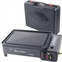 Barbecue portable au gaz avec revêtement en pierre antiadhésif, cuisinière à cassette coréenne compacte pour le camping en plein air, pique-nique, cuisson avec étui de transport