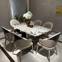 Ensembles de tables à manger italiennes de couleur blanche, 6 chaises de luxe, ensemble de table à manger moderne en marbre