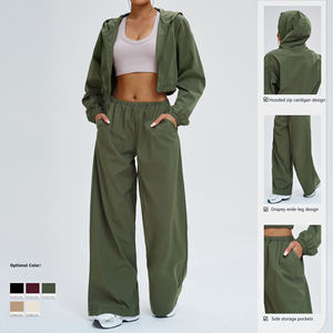 Conjunto Deportivo de 2 Piezas para Mujer 2026, Protección Solar UPF50+, Pantalones Anchos con Capucha y Bolsillos, Resistente al Viento, para Pilates y Ciclismo - Product Image 3