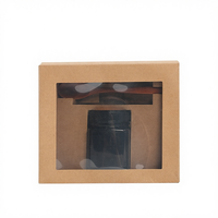 Emballage en papier Kraft marron avec fenêtre transparente en PVC, pot en verre à miel, contenant personnalisé, 50 pièces