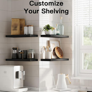 컨트리 스타일 4 피스 플로팅 선반 세트 욕실 침실 차고를위한 벽걸이 형 나무 디스플레이 랙-벽 디스플레이 선반 - Product Image 5