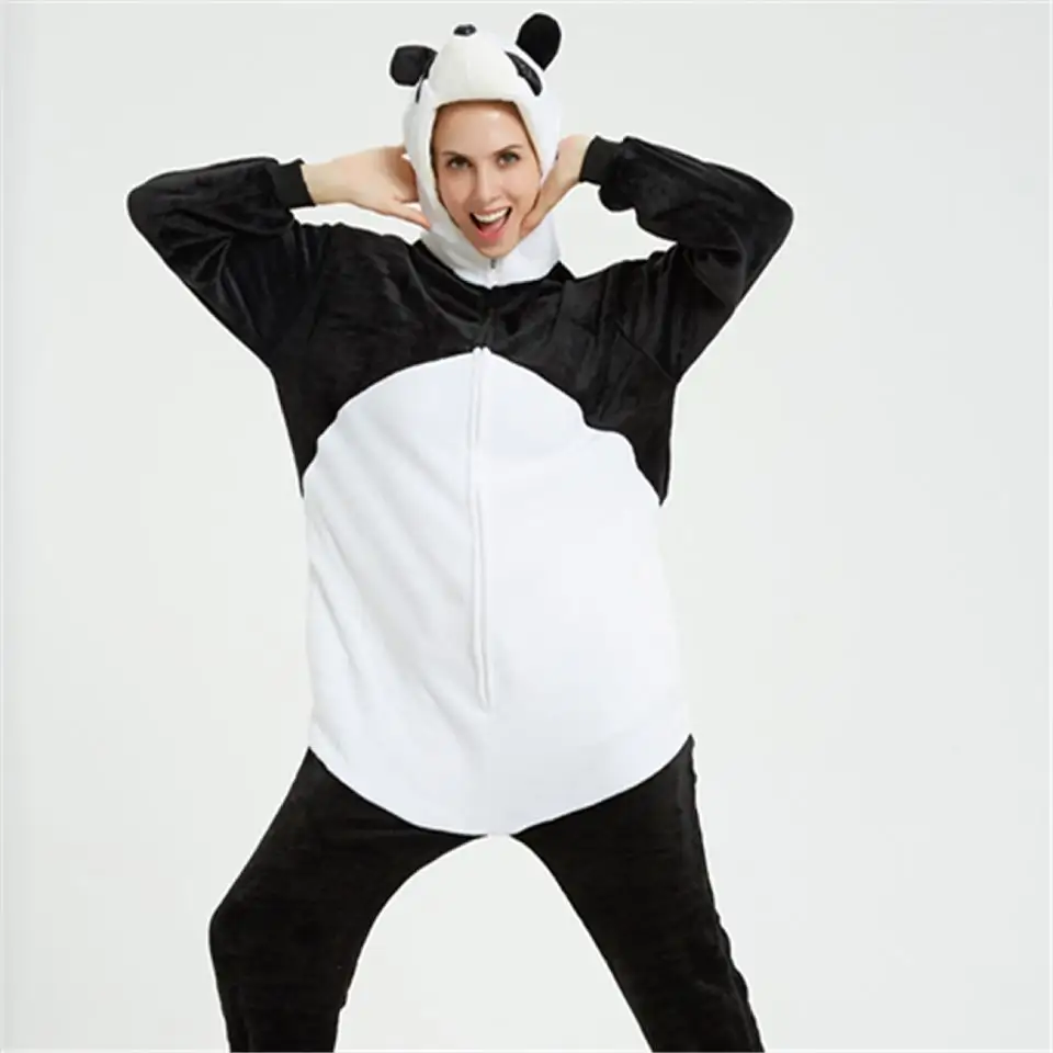 IN-STOCKED Retail Wholesale Animal Onesies Christmas Pajamas Flannel Cartoon Costume Panda Adults Pajamas Manufacturers