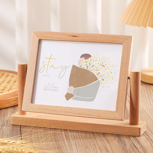 <span class=keywords><strong>Cadre</strong></span> en bois creux rotatif sur pied pour l'affichage d'œuvres d'art et de certificats, décoration pour la maison et le bureau - Product Image 2