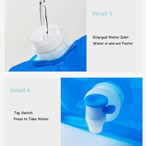 Custom Beverage Packaging Bags Outdoor Camping 5L 10L Folding <b>Plastic</b> PE Drinking Water Bag Foldable Spout Bag with Handle <b>Tap</b> - Product Image 4