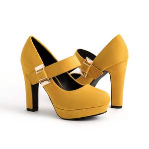 Chaussures à talons bas pour femmes, nouveau style, à bout carré, avec bride de cheville, bout rond, talons plateforme tendance et bout ouvert, vente en gros - Product Image 3