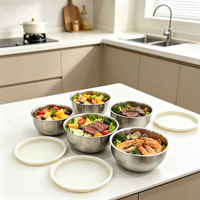 Ensemble de 10 bols mélangeurs FLEY en acier inoxydable 304 avec couvercle de rangement, base antidérapante, pour la cuisine, la préparation et le service des salades
