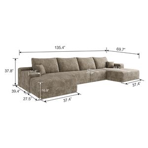 Sofá Modular en Forma de L sin Estructura, Sofá Moderno para Sala de Estar con Compresión al Vacío, Muebles con Chaise Longue Ancha - Product Image 4