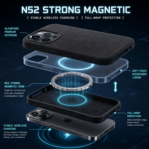 <span class=keywords><strong>Coque</strong></span> de téléphone personnalisée avec logo, en Alcantara italien authentique, entièrement enveloppante, boutons métalliques, aimants puissants, pour <span class=keywords><strong>iPhone</strong></span> 14 Plus - Product Image 3