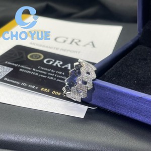 Classic 925 Sterling <b>Silver</b> Custom VVS Moissanite Cuban <b>Ring</b> Crown Ice Out Eternity Band Hip Hop for <b>Men</b> Pass Diamond Tester GRA - Product Image 2