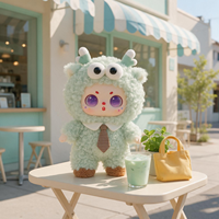 Peluche chat personnalisée en vinyle vert menthe avec capuche, style anime doux, jouet en peluche animaux, peluche personnalisée