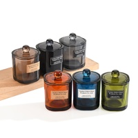 Nouvelle Arrivée de Haute Qualité, Porte-Bougie Carré en Verre à 3 Mèches Personnalisable et Coloré avec Couvercle, Ornement de Noël, Décoration d'Intérieur