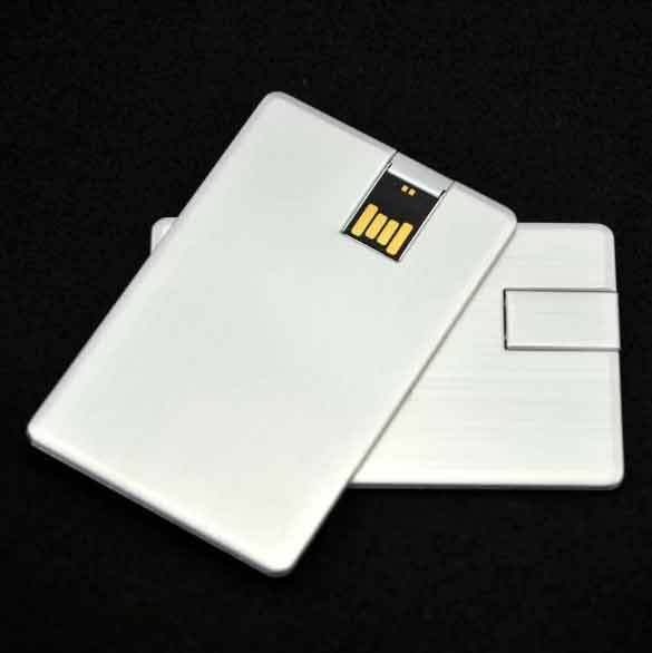 Business Credit Flip Card USB 2.0 Flash Drive 8GB-128GB Full Capacity Slim Metal Gift Box Promotional