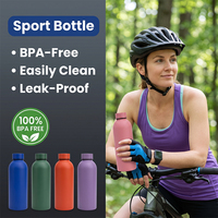 Bouteille d'eau de yoga en acier inoxydable 304 de 500 ml, logo personnalisé, anti-fuite, réutilisable, bouteille isotherme sous vide