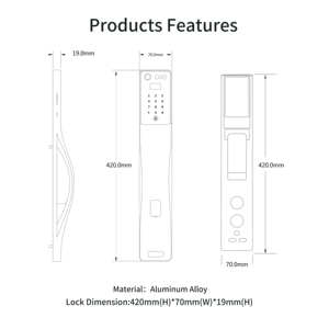 Kamera pengunci pintu sidik jari, Vein telapak suara cerdas dan pengenalan wajah dengan kunci pintar Tuya - Product Image 6