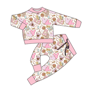 ชุดเสื้อสเวตเตอร์แขนยาวมีห่วงฝรั่งเศสและกางเกงขายาววินเทจสีทึบระบายอากาศได้ดีชุดสเวตเตอร์ของเด็กผู้หญิง - Product Image 6