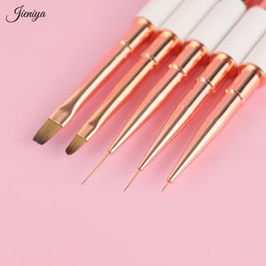 Juego de Pinceles para Decoración de <span class=keywords><strong>Uñas</strong></span> 3D de Doble Punta con Mango de Metal Rosa Blanco y Pelo de Nailon/Kolinsky, Novedad de <span class=keywords><strong>2023</strong></span> - Product Image 2