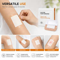 Pansement en mousse à bordure en silicone avec logo personnalisé, quatre couches absorbantes pour ulcères du pied diabétique veineux, ISO 13485 HD