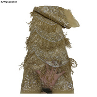 Tissu de dentelle de luxe perlé à franges et sequins pour robes de soirée