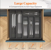 Plateau à ustensiles couvert Organisateur en PP avec couvercle pour rangement des couverts en plastique Boîtes et bacs de rangement de qualité supérieure